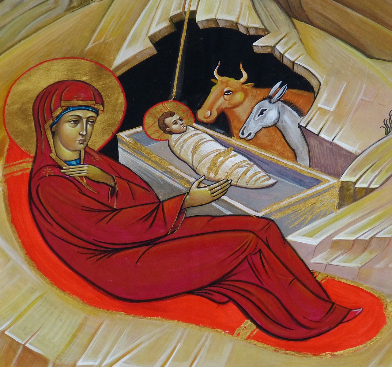 Joulukirkko joulupäivänä suoratoistetaan Maria ja Jeesus lapsi ikonissa